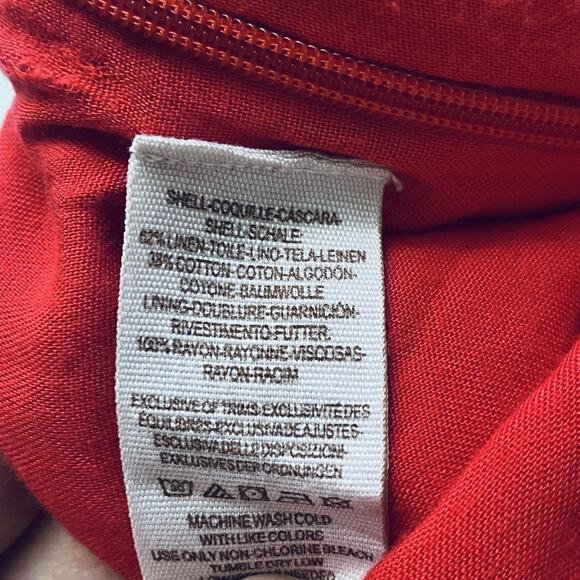 Free People Jumpsuit Size 6 Feel the Sun Red Linen Blend Wide Leg Pockets Boho - Picture 10 of 12